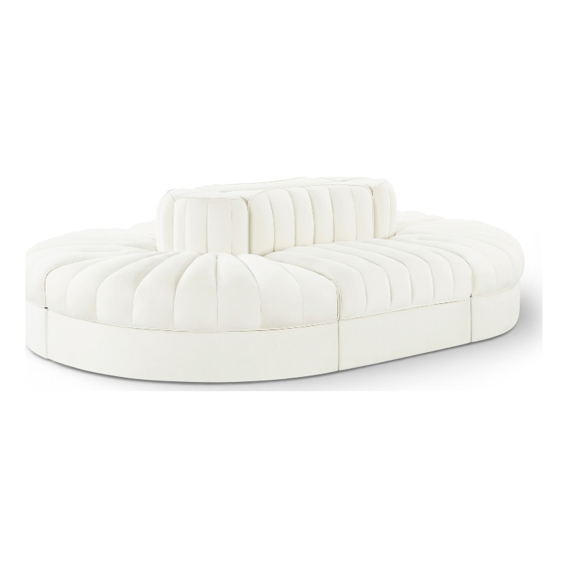 Meridian Furniture Rummi Cream Velvet Performance Fabric 6pc. Modular Sectional