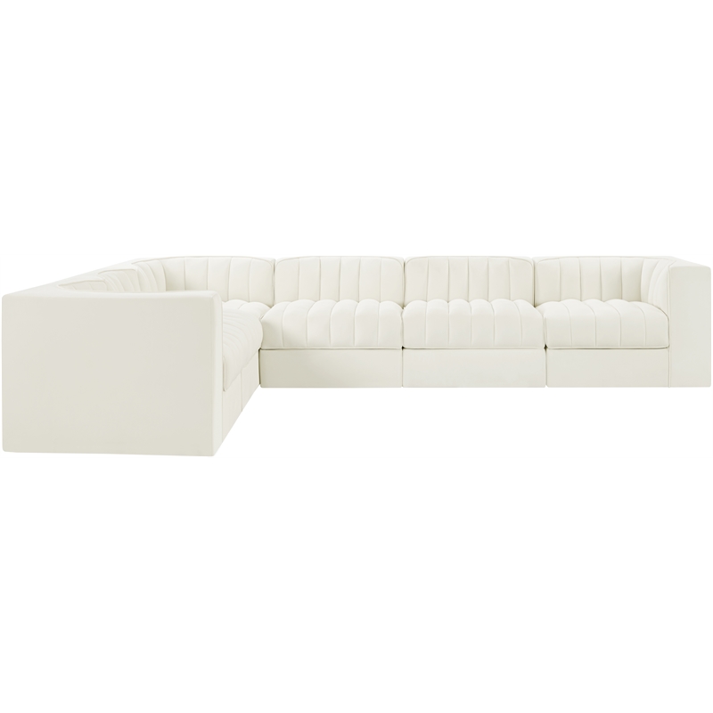 Meridian Furniture Rummi Cream Velvet Performance Fabric 6pc. Modular Sectional