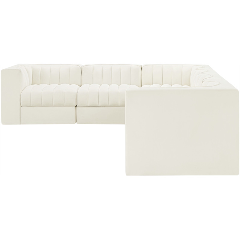 Meridian Furniture Rummi Cream Velvet Performance Fabric 6pc. Modular Sectional