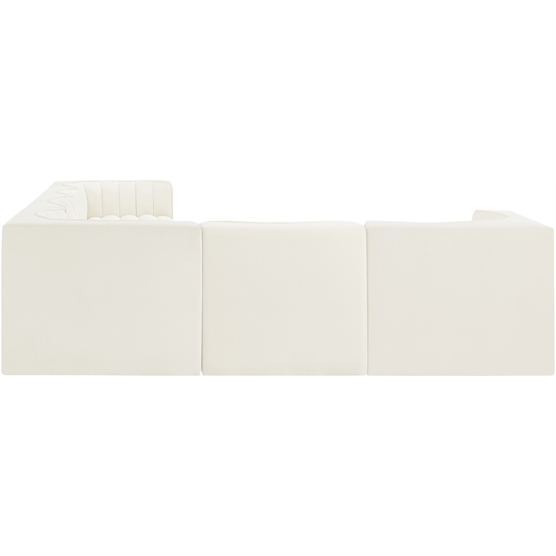 Meridian Furniture Rummi Cream Velvet Performance Fabric 6pc. Modular Sectional