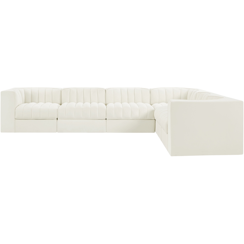 Meridian Furniture Rummi Cream Velvet Performance Fabric 6pc. Modular Sectional