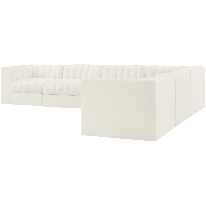 Meridian Furniture Rummi Cream Velvet Performance Fabric 6pc. Modular Sectional