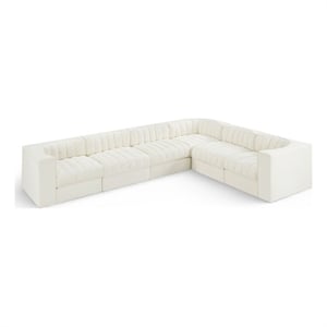 Meridian Furniture Rummi Cream Velvet Performance Fabric 6pc. Modular Sectional