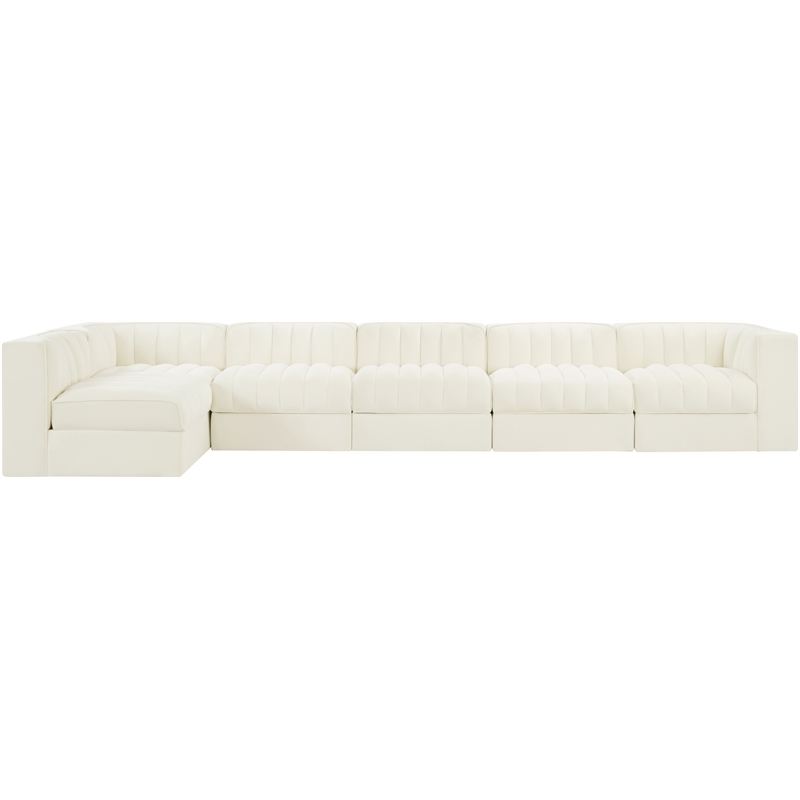 Meridian Furniture Rummi Cream Velvet Performance Fabric 6pc. Modular Sectional