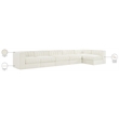 Meridian Furniture Rummi Cream Velvet Performance Fabric 6pc. Modular Sectional