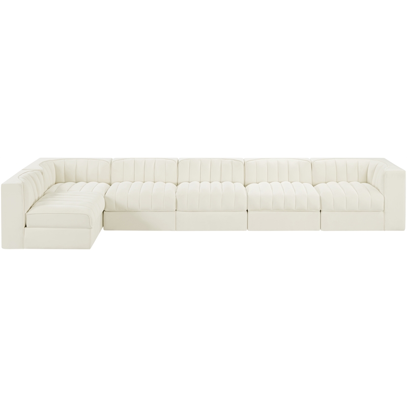 Meridian Furniture Rummi Cream Velvet Performance Fabric 6pc. Modular Sectional