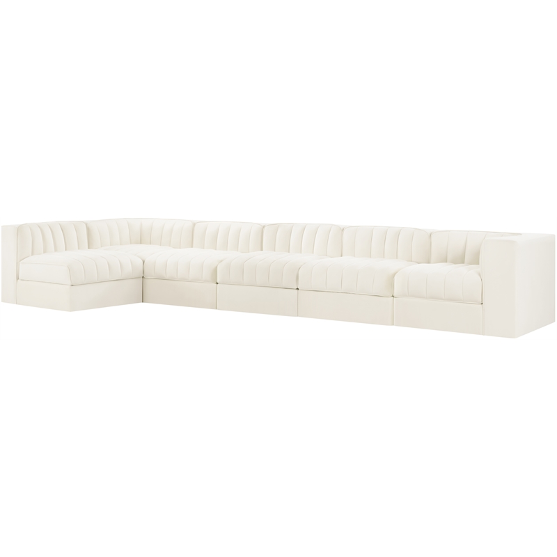 Meridian Furniture Rummi Cream Velvet Performance Fabric 6pc. Modular Sectional