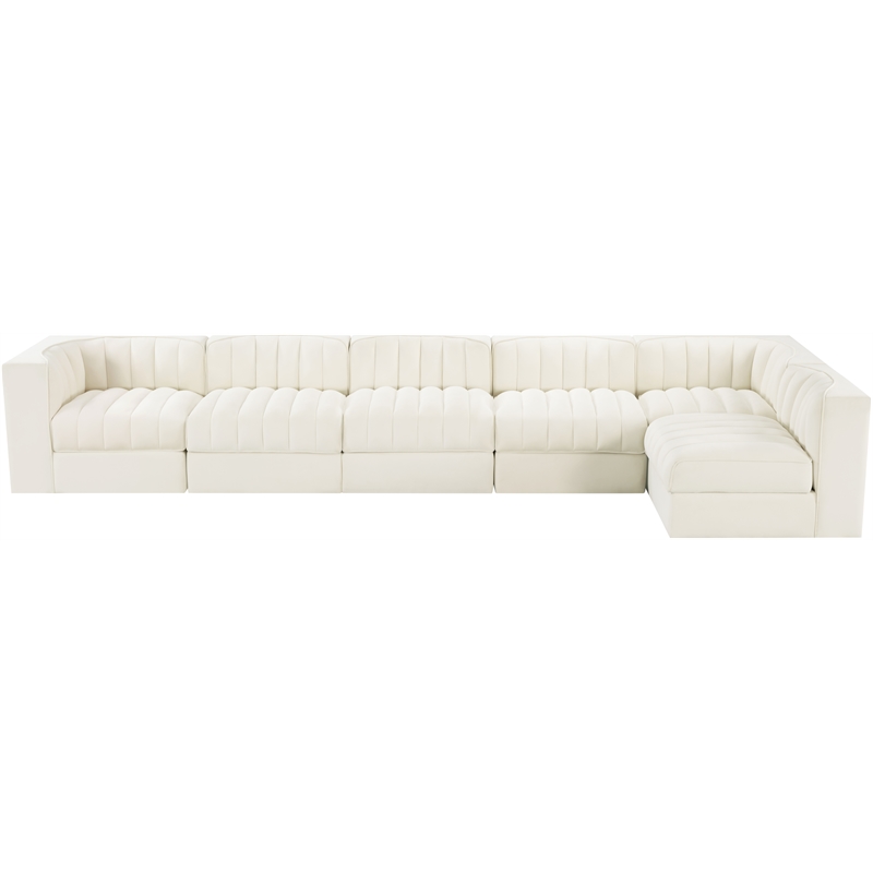 Meridian Furniture Rummi Cream Velvet Performance Fabric 6pc. Modular Sectional