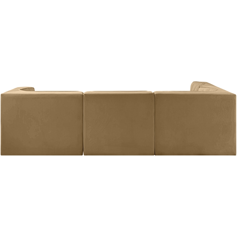 Meridian Furniture Rummi Saddle Velvet Performance Fabric 4pc. Modular Sectional
