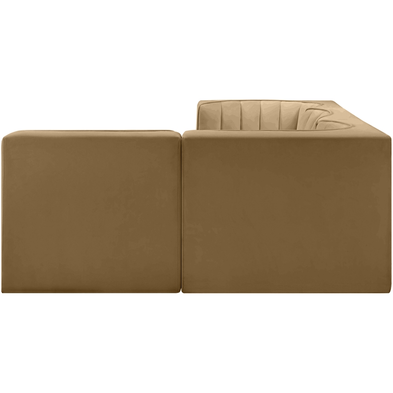 Meridian Furniture Rummi Saddle Velvet Performance Fabric 4pc. Modular Sectional