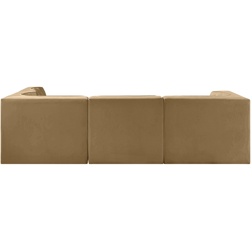 Meridian Furniture Rummi Saddle Velvet Performance Fabric 4pc. Modular Sectional