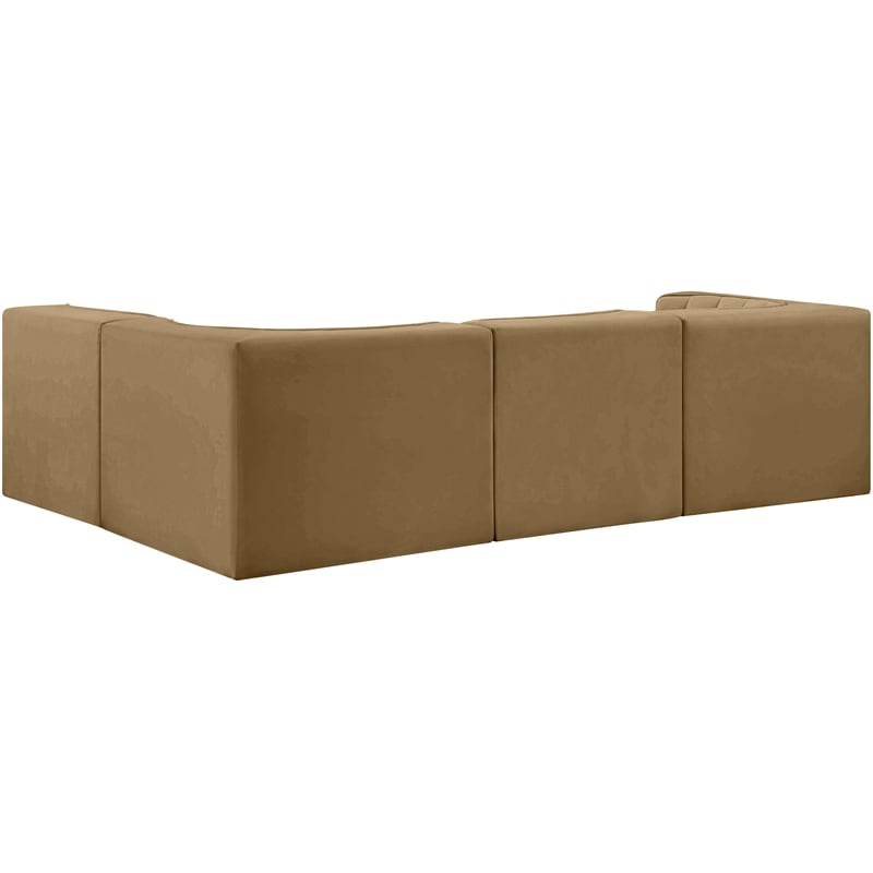 Meridian Furniture Rummi Saddle Velvet Performance Fabric 4pc. Modular Sectional