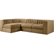 Meridian Furniture Rummi Saddle Velvet Performance Fabric 4pc. Modular Sectional