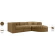 Meridian Furniture Rummi Saddle Velvet Performance Fabric 4pc. Modular Sectional
