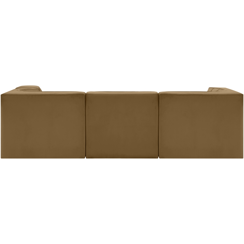 Meridian Furniture Rummi Saddle Velvet Performance Fabric 4pc. Modular Sectional