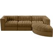 Meridian Furniture Rummi Saddle Velvet Performance Fabric 4pc. Modular Sectional