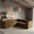 Meridian Furniture Rummi Saddle Velvet Performance Fabric 5pc. Modular Sectional
