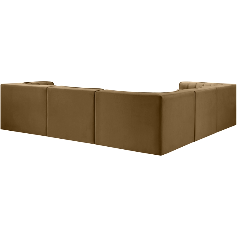 Meridian Furniture Rummi Saddle Velvet Performance Fabric 5pc. Modular Sectional