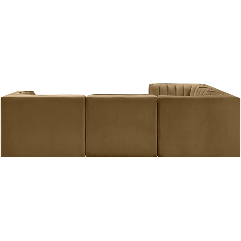Meridian Furniture Rummi Saddle Velvet Performance Fabric 5pc. Modular Sectional