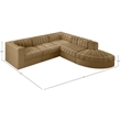 Meridian Furniture Rummi Saddle Velvet Performance Fabric 5pc. Modular Sectional