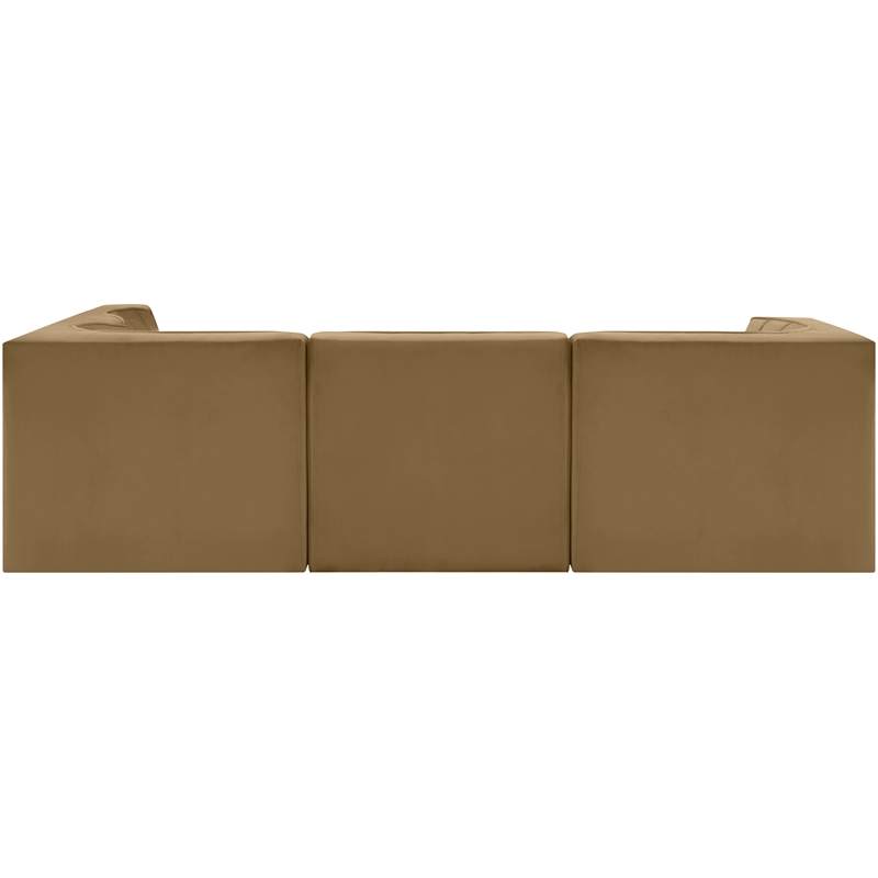 Meridian Furniture Rummi Saddle Velvet Performance Fabric 5pc. Modular Sectional