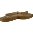Meridian Furniture Rummi Saddle Velvet Performance Fabric 5pc. Modular Sectional