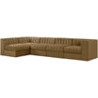 Meridian Furniture Rummi Saddle Velvet Performance Fabric 5pc. Modular Sectional