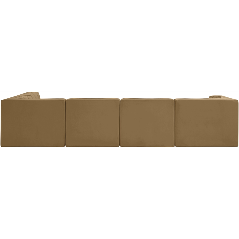 Meridian Furniture Rummi Saddle Velvet Performance Fabric 5pc. Modular Sectional