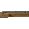 Meridian Furniture Rummi Saddle Velvet Performance Fabric 5pc. Modular Sectional