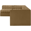 Meridian Furniture Rummi Saddle Velvet Performance Fabric 5pc. Modular Sectional