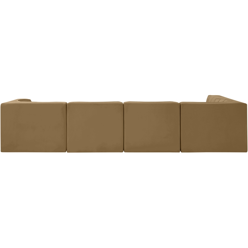 Meridian Furniture Rummi Saddle Velvet Performance Fabric 5pc. Modular Sectional