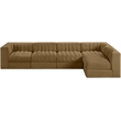 Meridian Furniture Rummi Saddle Velvet Performance Fabric 5pc. Modular Sectional