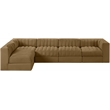 Meridian Furniture Rummi Saddle Velvet Performance Fabric 5pc. Modular Sectional