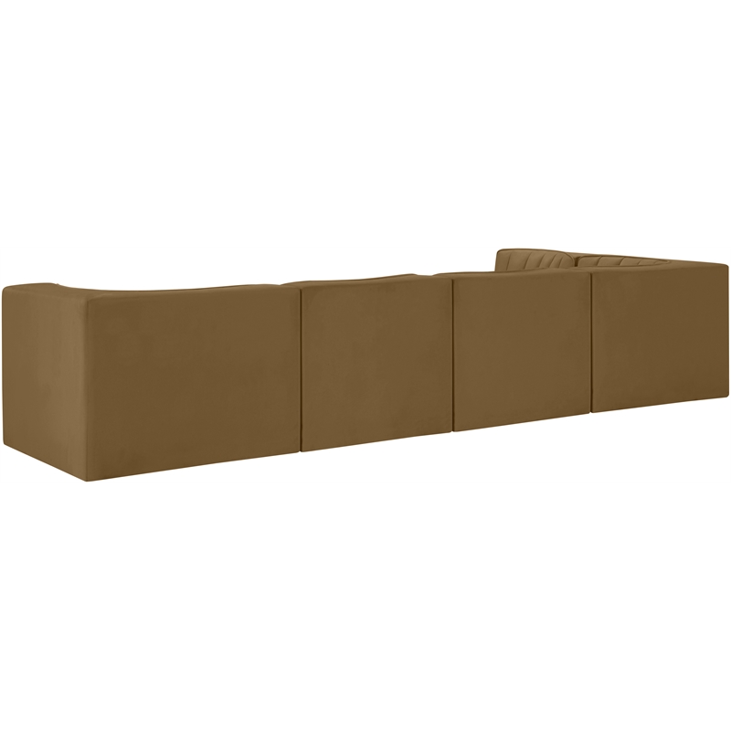 Meridian Furniture Rummi Saddle Velvet Performance Fabric 5pc. Modular Sectional