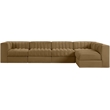 Meridian Furniture Rummi Saddle Velvet Performance Fabric 5pc. Modular Sectional