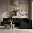 Meridian Furniture Rummi Black Velvet Performance Fabric 4pc. Modular Sectional
