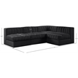 Meridian Furniture Rummi Black Velvet Performance Fabric 4pc. Modular Sectional