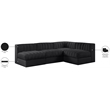 Meridian Furniture Rummi Black Velvet Performance Fabric 4pc. Modular Sectional