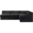 Meridian Furniture Rummi Black Velvet Performance Fabric 4pc. Modular Sectional