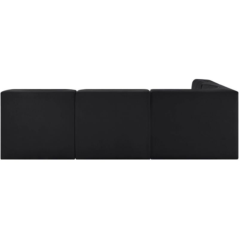 Meridian Furniture Rummi Black Velvet Performance Fabric 4pc. Modular Sectional