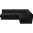 Meridian Furniture Rummi Black Velvet Performance Fabric 4pc. Modular Sectional