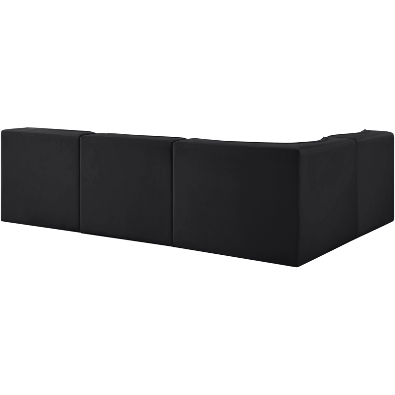 Meridian Furniture Rummi Black Velvet Performance Fabric 4pc. Modular Sectional