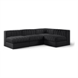 Meridian Furniture Rummi Black Velvet Performance Fabric 4pc. Modular Sectional