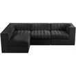 Meridian Furniture Rummi Black Velvet Performance Fabric 4pc. Modular Sectional