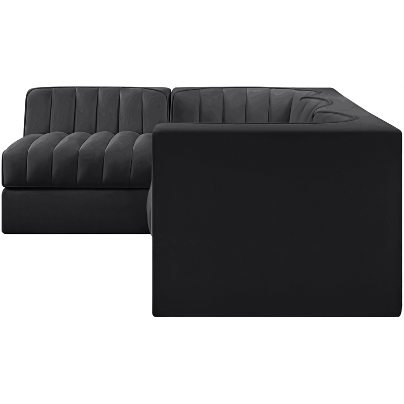 Meridian Furniture Rummi Black Velvet Performance Fabric 4pc. Modular Sectional
