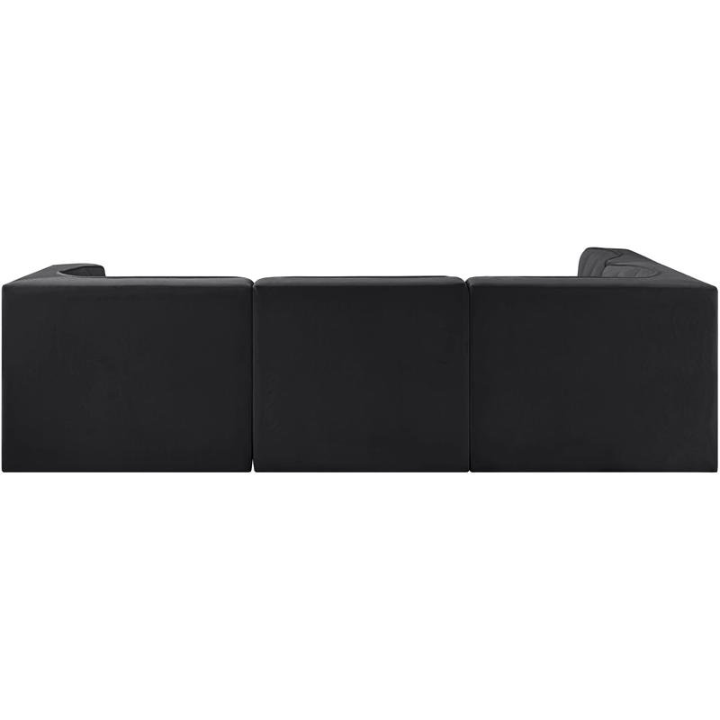 Meridian Furniture Rummi Black Velvet Performance Fabric 4pc. Modular Sectional