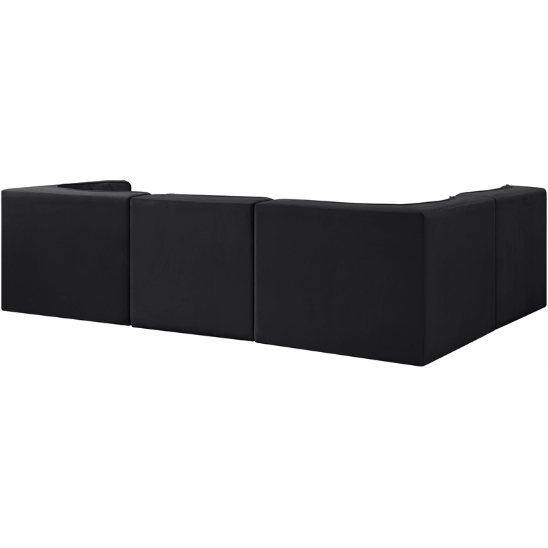 Meridian Furniture Rummi Black Velvet Performance Fabric 4pc. Modular Sectional