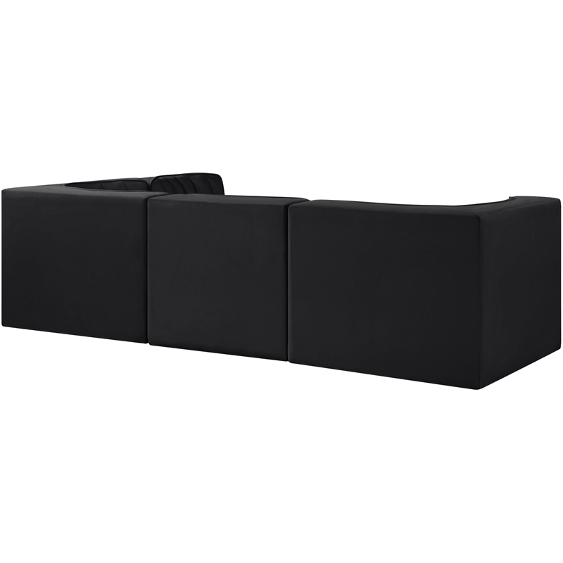 Meridian Furniture Rummi Black Velvet Performance Fabric 4pc. Modular Sectional