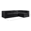 Meridian Furniture Rummi Black Velvet Performance Fabric 4pc. Modular Sectional