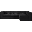 Meridian Furniture Rummi Black Velvet Performance Fabric 4pc. Modular Sectional